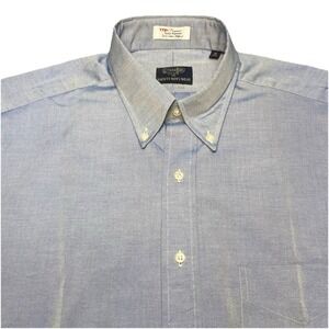 Gitman Brothers Shirt 16 34 Mens L/S Button Down TTX Pinpoint Oxford Blue Gray